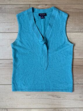 Ann Taylor 100% Cashmere Sleeveless Sweater Vest Teal Soft Preppy M